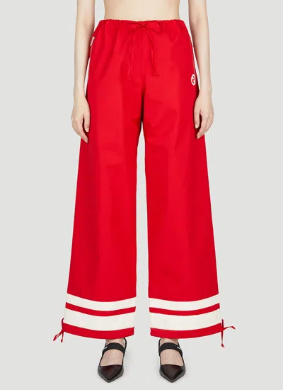 Gucci Round Interlocking G Track Pants In Red