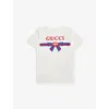 Gucci Round-neck Brand-print Cotton-jersey T-shirt 4-12 In New White/mc