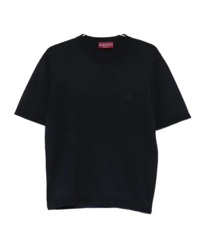 Gucci Round-neck Short-sleeved T-shirt In Black