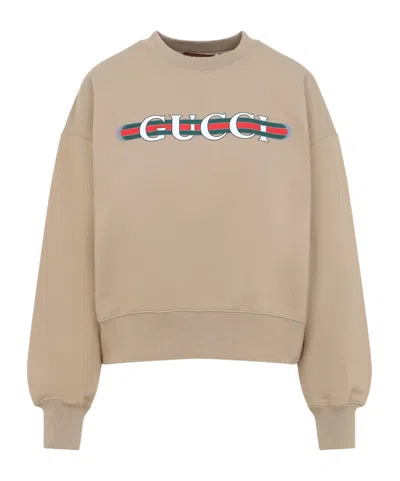 GUCCI GUCCI LOGO PRINTED CREWNECK SWEATSHIRT