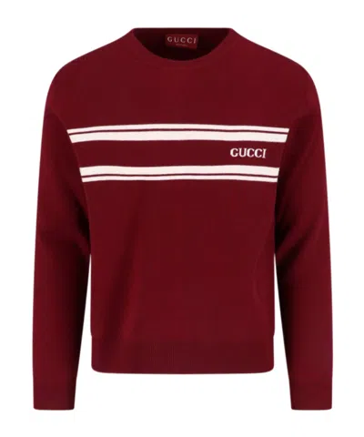 GUCCI GUCCI INTARSIA LOGO CREWNECK JUMPER