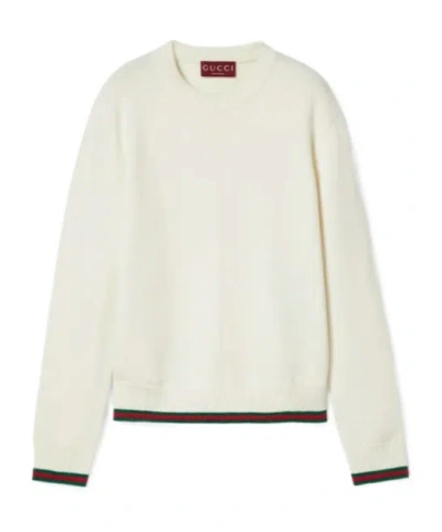 GUCCI GUCCI TRIM DETAILED CREWNECK KNIT SWEATER