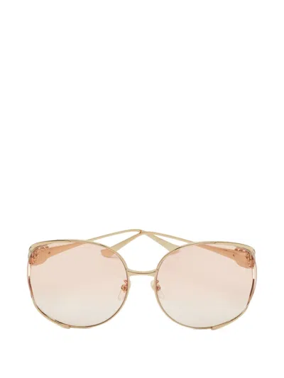 Pre-owned Gucci Round-shape Sunglasses In Gold