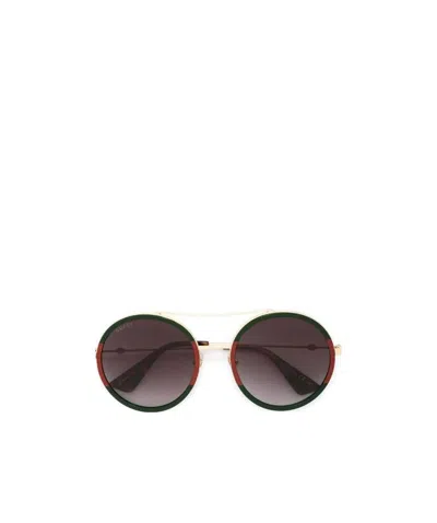 Gucci Round Shaped Sunglasses In Brown