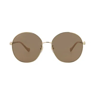 Pre-owned Gucci Round Sunglasses 'gold/brown' | Women's Size Onesize