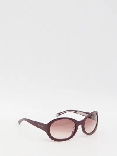 Gucci Frame Circular Sunglasses Metal Tips In Purple