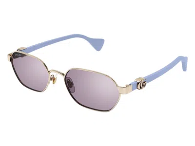 Pre-owned Gucci Round Sunglasses In Gold Violet (gg1593s/004fr) In Multi