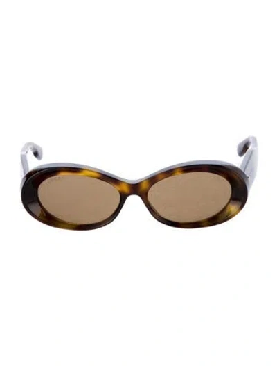 Pre-owned Gucci Round Tinted Sunglasses In Brown