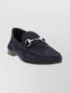 Gucci Round Toe Loafers With Metal Buckle Detail In Blue