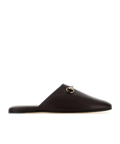 Gucci Women Black Nappa Leather Mules With Horsebit