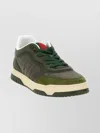Gucci Round Toe Re-web Sneakers With Contrast Panel In Green