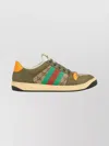 Gucci Men Screener Low-top Leather And Gg Supreme Fabric Sneakers In Multi