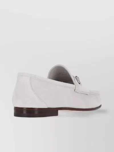 Gucci Round Toe Suede Finish Metal Hardware Loafers