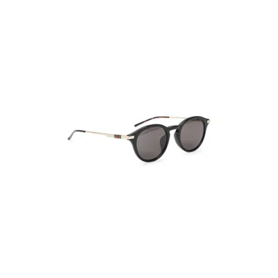 Gucci Rounded Frame Black Sunglasses With Metal Accents