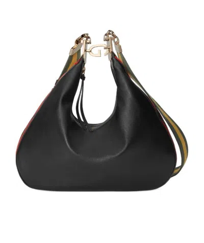 Gucci Rounded Leather Shoulder Bag In Black