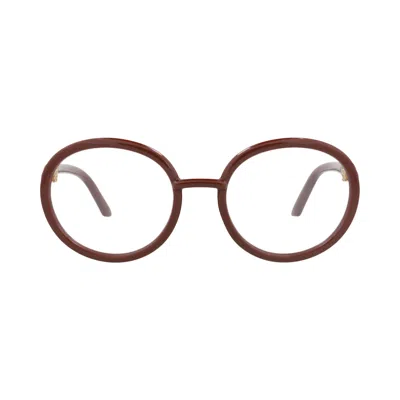Pre-owned Gucci Round-frame Injection Optical Frames 'brown/transparent' | Women's Size Onesize