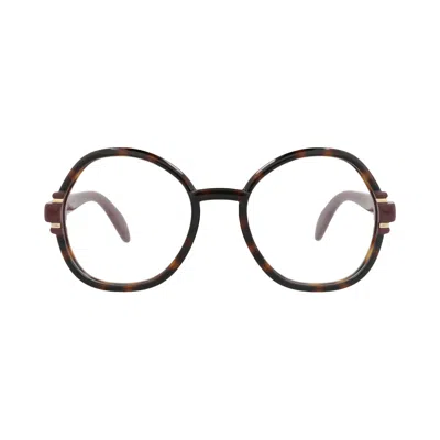 Pre-owned Gucci Round-frame Injection Optical Frames 'havana/brown/transparent' | Women's Size Onesize