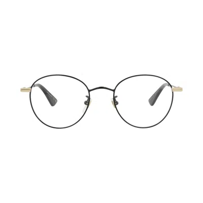 Pre-owned Gucci Round-frame Metal Optical Frames 'black/gold/transparent' | Men's Size Onesize