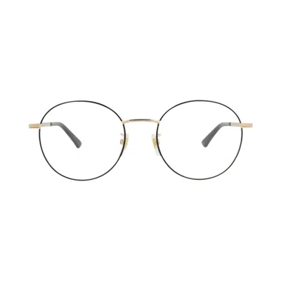 Pre-owned Gucci Round-frame Metal Optical Frames 'black/gold/transparent' | Men's Size Onesize