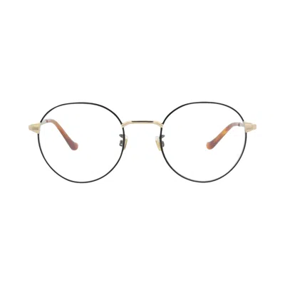 Pre-owned Gucci Round-frame Metal Optical Frames 'black/gold/transparent' | Men's Size Onesize