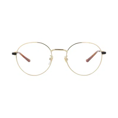 Pre-owned Gucci Round-frame Metal Optical Frames 'gold/black/transparent' | Men's Size Onesize