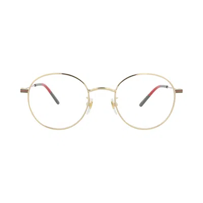 Pre-owned Gucci Round-frame Metal Optical Frames 'gold/transparent' | Men's Size Onesize