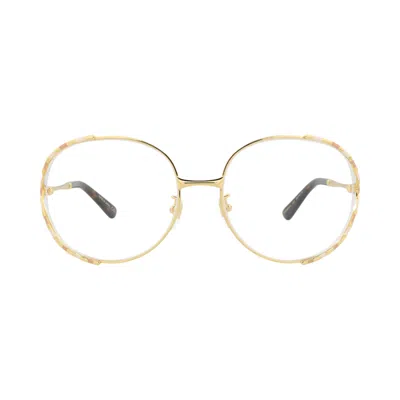 Pre-owned Gucci Round-frame Metal Optical Frames 'gold/transparent' | Women's Size Onesize