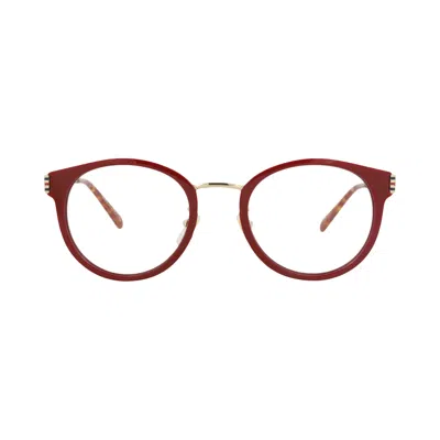 Pre-owned Gucci Round-frame Recycled Acetate Optical Frames 'burgundy/gold/transparent' | Red | Women's Size O