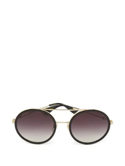 Pre-owned Gucci Round-frame Sunglasses In Black