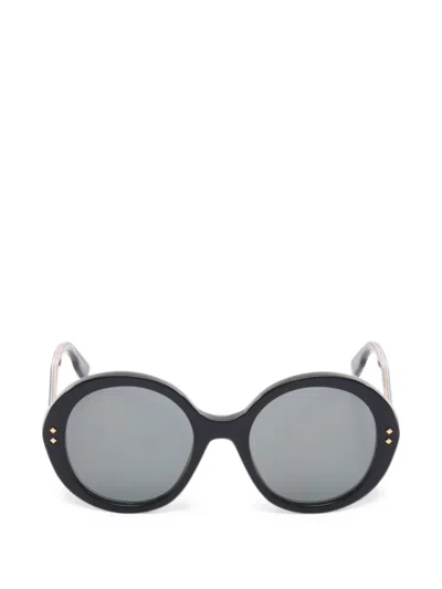Pre-owned Gucci Round-frame Sunglasses In Black