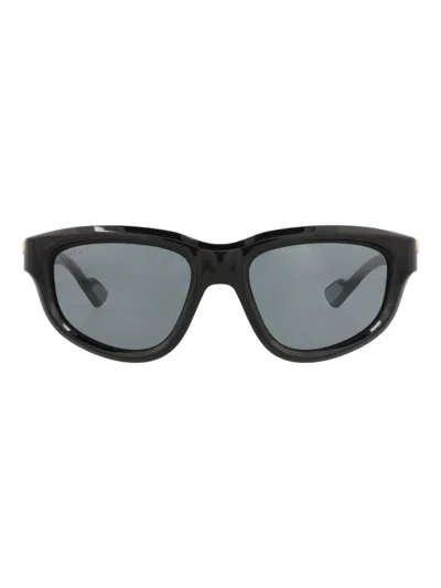 Gucci Round/oval Men's Injection Sunglasses In Black