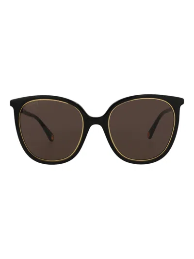 Gucci Round/oval Women's Sunglasses In Black