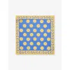 Gucci Royal/yellow Kids' Euan Roberts Smile Print Cotton Bandana In Blue