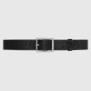 Gucci Gg Rubber-effect Leather Belt In Black