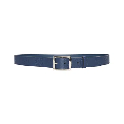 Pre-owned Gucci Rubber Effect Leather Belt 'royal' | Blue | Men's Size L