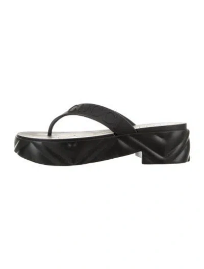 Pre-owned Gucci Rubber Flip Flops In Black