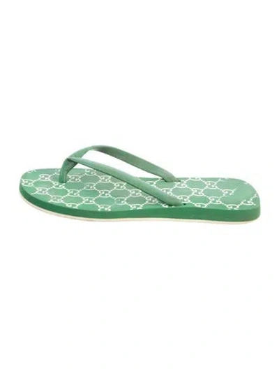 Pre-owned Gucci Rubber Flip Flops In Green