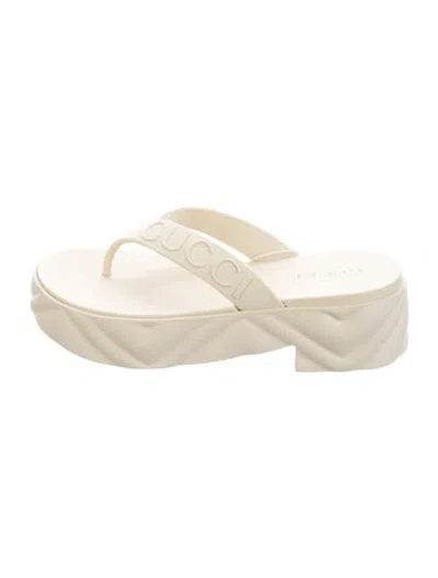 Pre-owned Gucci Rubber Flip Flops In Neutrals