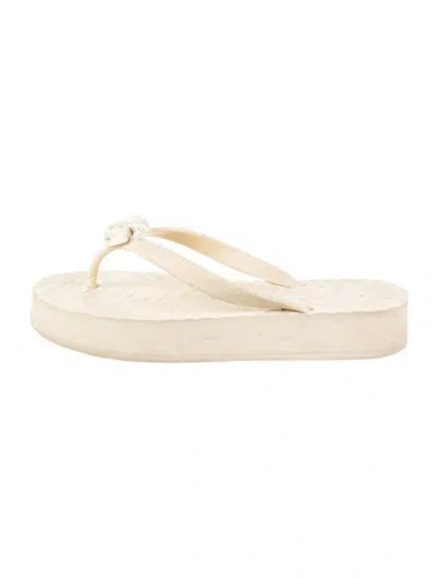 Pre-owned Gucci Rubber Flip Flops In Neutrals