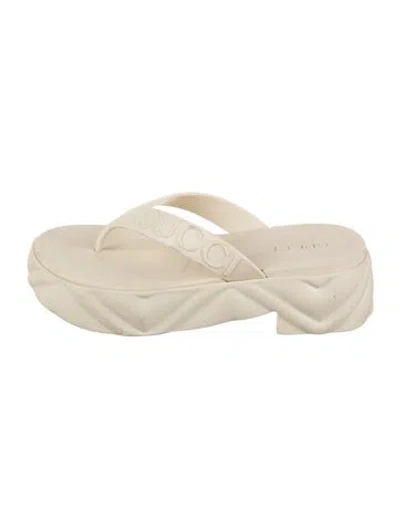 Pre-owned Gucci Rubber Flip Flops In Neutrals