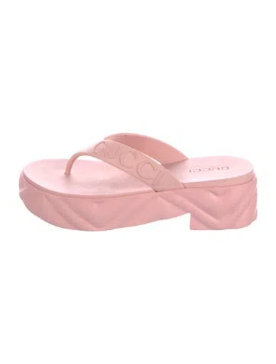 Pre-owned Gucci Rubber Flip Flops In Pink