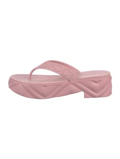 Pre-owned Gucci Rubber Flip Flops In Pink