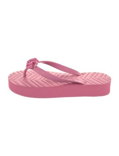 Pre-owned Gucci Rubber Flip Flops In Pink