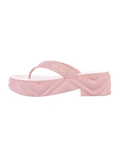 Pre-owned Gucci Rubber Flip Flops In Pink
