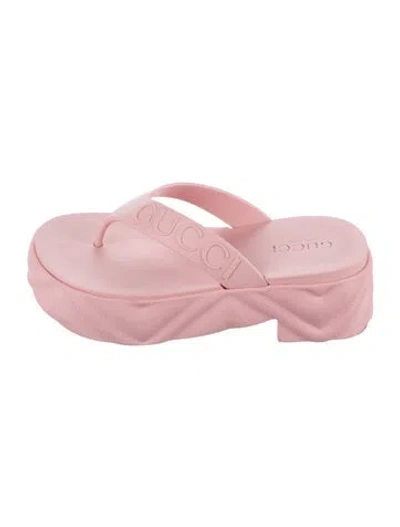 Pre-owned Gucci Rubber Flip Flops In Pink