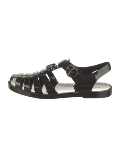 Pre-owned Gucci Rubber Gladiator Sandals In Black