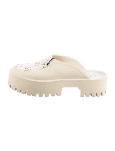 Pre-owned Gucci Rubber Graphic Print Mules In Neutrals