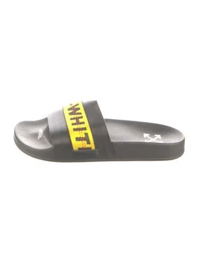 Pre-owned Gucci Rubber Graphic Print Slides In Black