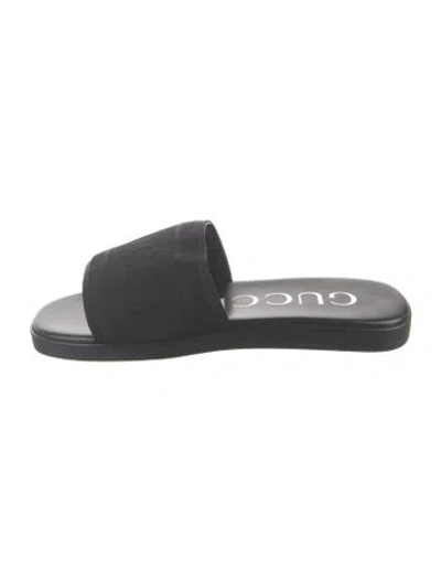 Pre-owned Gucci Rubber Graphic Print Slides In Black