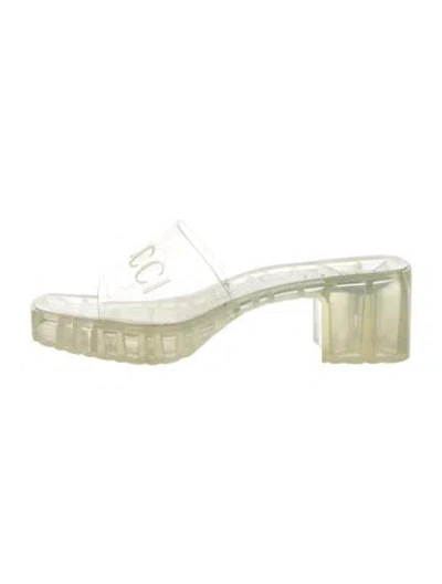 Pre-owned Gucci Rubber Graphic Print Slides In Clear